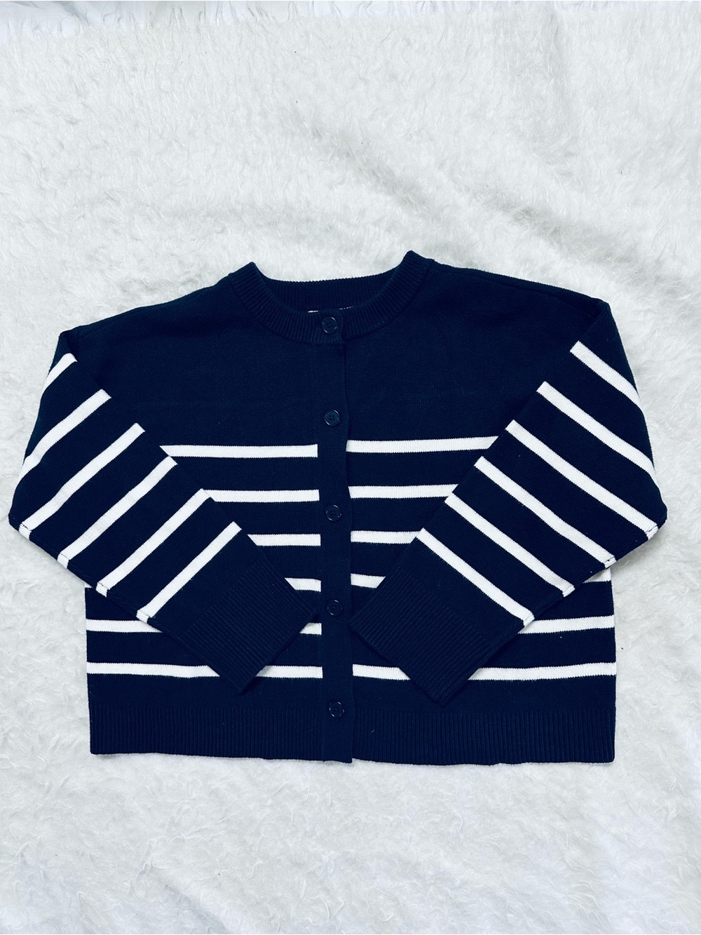 NWTO Rachel Zoe Navy and White Striped Button Cardigan